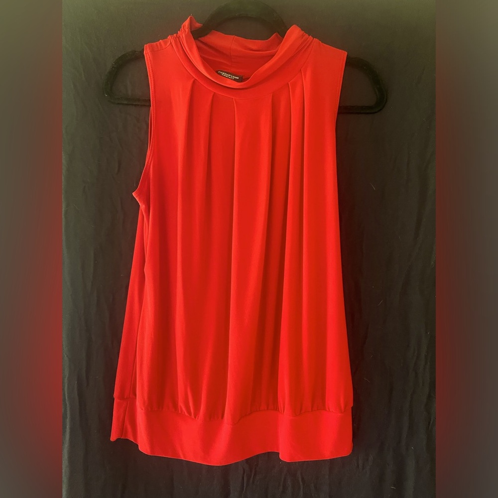 Red Pleated Blouse